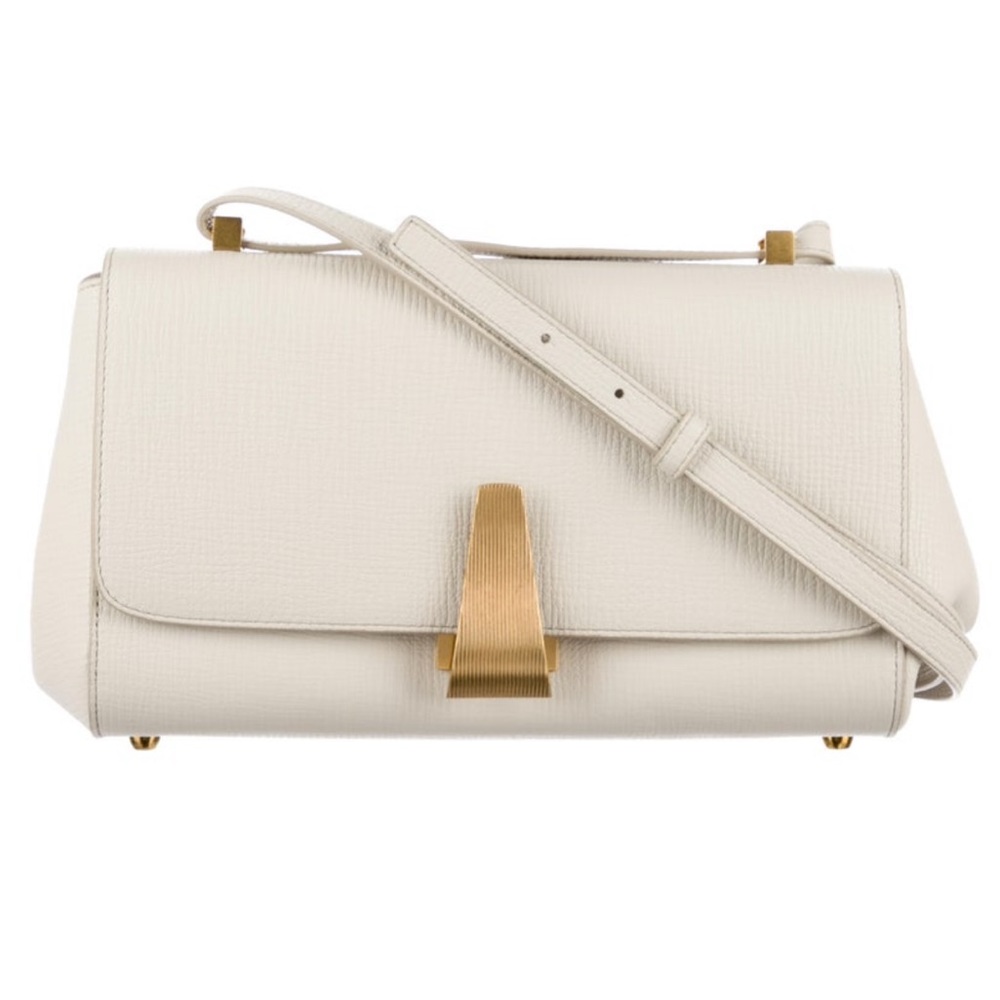 Authentic BOTTEGA VENETA off-white calfskin angle shoulder/crossbody bag
